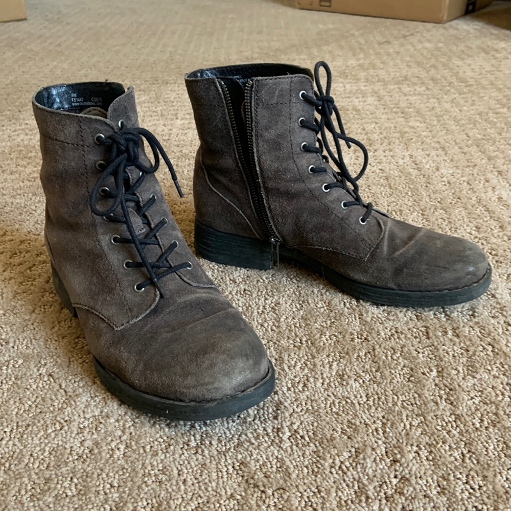 Born Gray Suede Boots w/ side zipper size 9